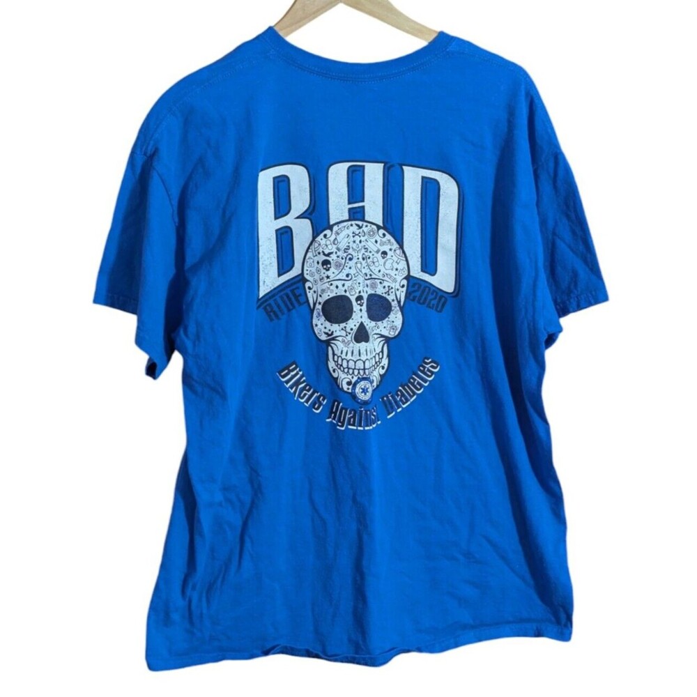 Bikers Against Diabetes Bad Ride 2020 XL Men's Blue T-Shirt